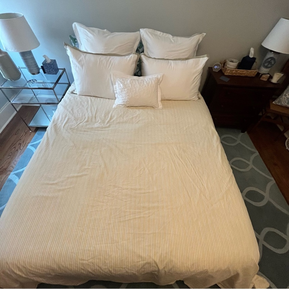 Pottery Barn - Henri Yellow Ticking Stripe - King Duvet Cover